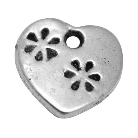 Hjerte med blomst 12 mm - 2 stk