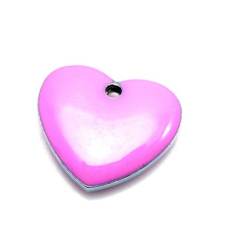 Kraftigt emalje hjerte 21 mm - Rosa