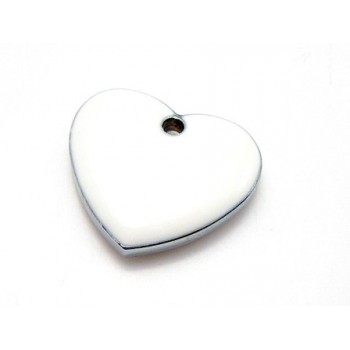 Kraftigt emalje hjerte 21 mm - Hvid