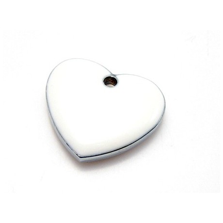 Kraftigt emalje hjerte 21 mm - Hvid