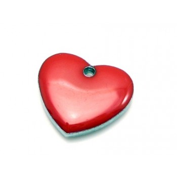 Kraftigt emalje hjerte 21 mm - Rød