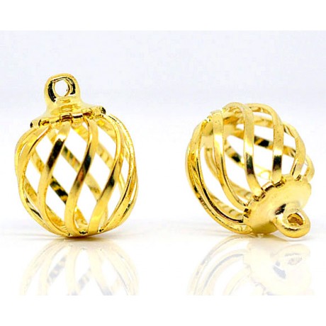 Guldbelagt filigran vedhæng 14 mm - 2 STK