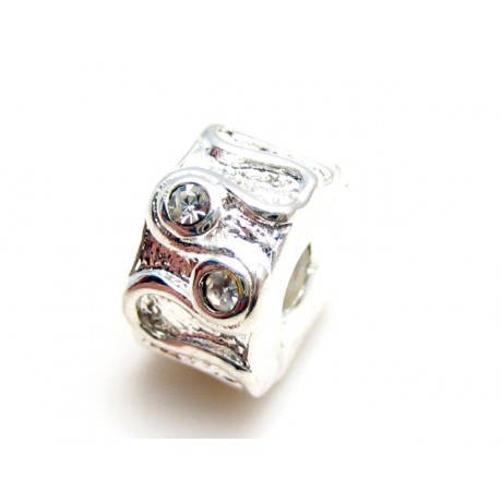 Sølv belagt stop led med stene 10/4 mm