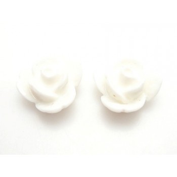 Resin rose mini hvid 9 mm - 2 stk