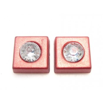 Firkant med sten 11 mm - kobber - 2 STK