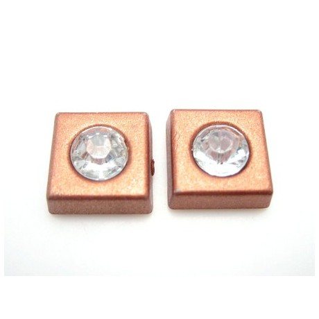 Firkant med sten 11 mm - brun - 2 STK