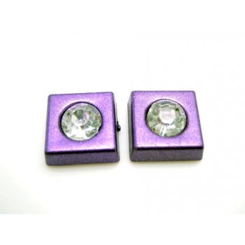 Firkant med sten 11 mm - Lilla  - 2 STK