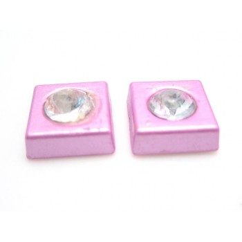 Firkant med sten 11 mm - lys lilla - 2 STK