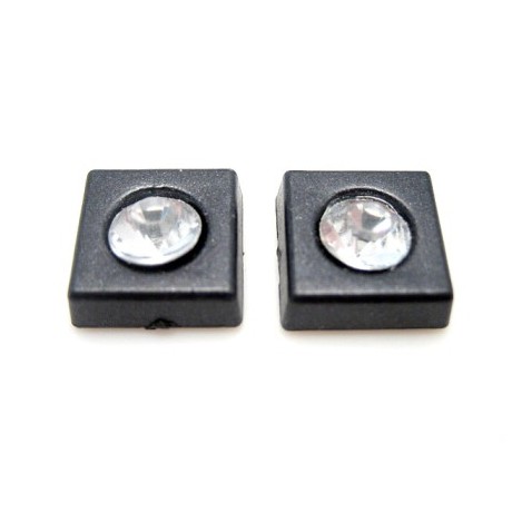 Firkant med sten 11 mm - sort  - 2 STK