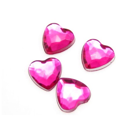 Hjerte til at lime pink - 8 mm - 4 stk