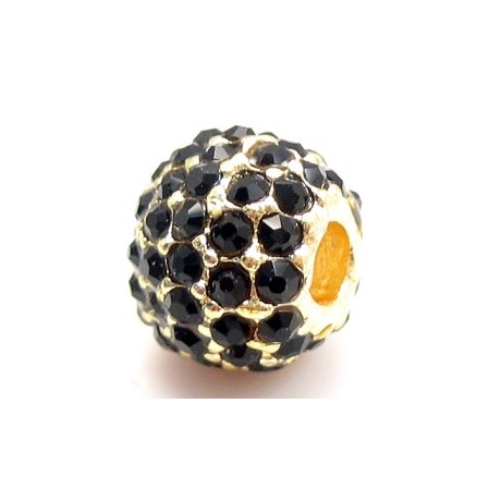 Rhinstens perle guld bel m/ stene 10 mm - EKSKLUSIV.