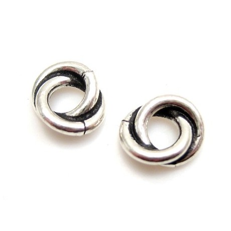 Forsølvet perle 8 / 4 mm - 2 stk