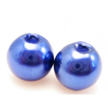 Voks perle 10 mm  mørk blå  - 10 stk