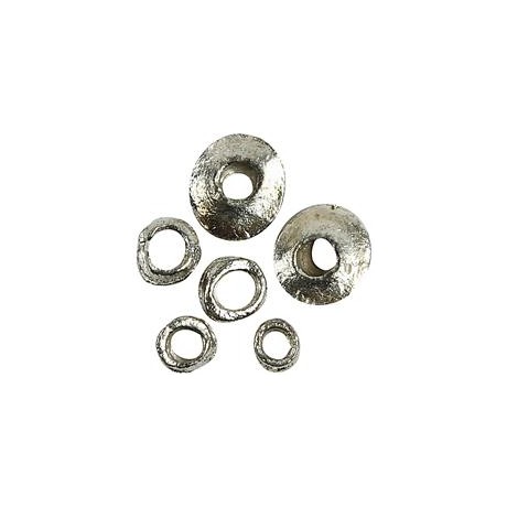 Rustikke sølv perler 6-14 mm - 14 stk