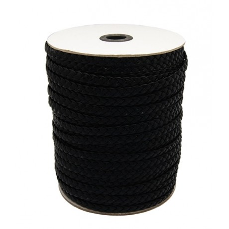 Bola imi flad skind bånd 6 x 2,4 mm - pr m - Sort.