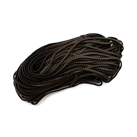 Flettet Bomuldsnor vokset flad sort  6mm - pr m