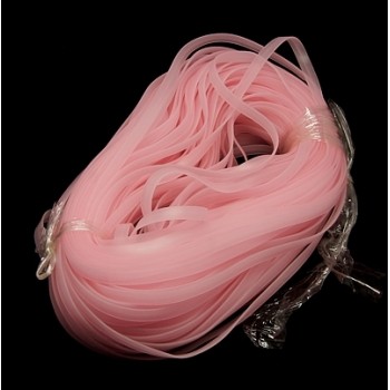 Flad gummi snøre lys rosa 8X2 mm  - 1m