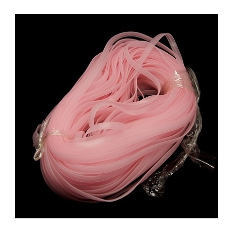 Flad gummi snøre lys rosa 8X2 mm  - 1m
