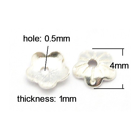 Sterling sølv perleskål 4 mm - 4 stk