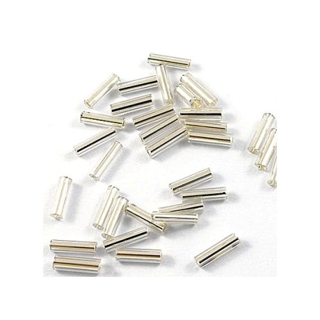 Sølv glas rør 6 x 1,8 mm - 25 G