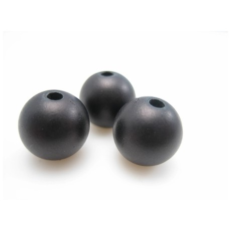 Voks perle  10 mm mat sort  - 10 stk