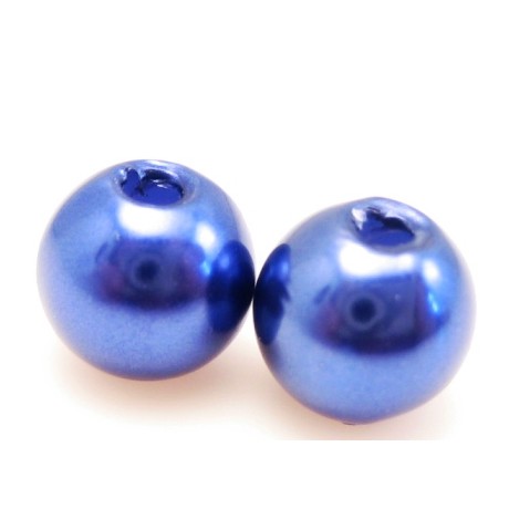 Voks perle 6mm  blå  - 15 stk