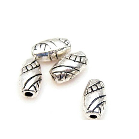 Tønde sølv perle med flot mønster 8 / 2 - 4 stk