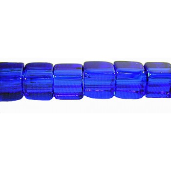 Firkantet glasperle 4 x 4/ 1 mm - Blå -  20 STK