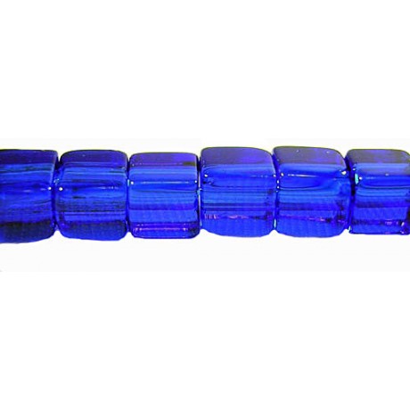 Firkantet glasperle 4 x 4/ 1 mm - Blå -  20 STK
