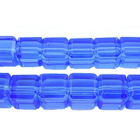 Firkantet glasperle 8 x 8/ 1 mm - Blå -  12 STK
