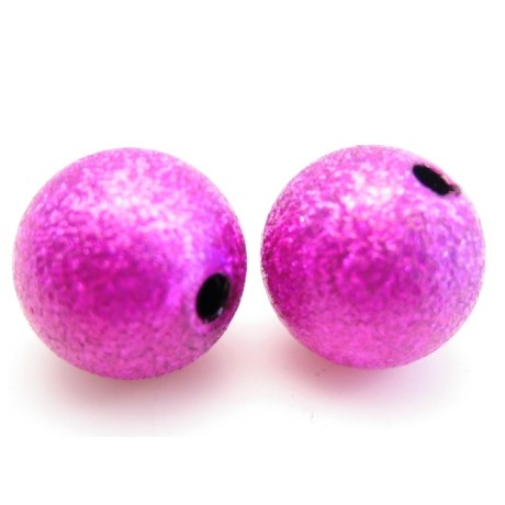 Silkebørstet pink perle 12 mm - 2 stk