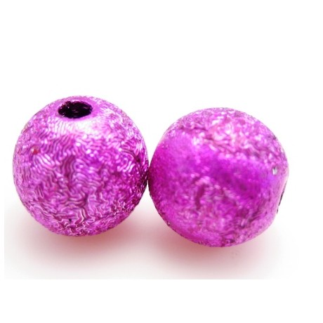 Silkebørstet pink perle 8mm - 4 stk