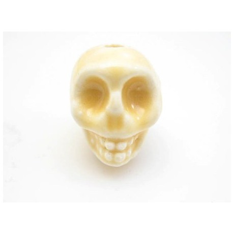 Porcelæns skelet hoved  13,5 / 2 mm - GUL