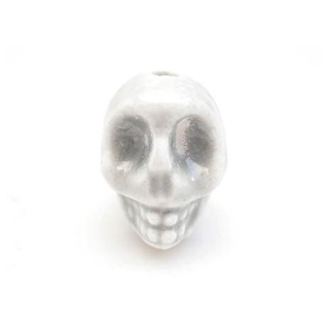 Porcelæns skelet hoved  13,5 / 2 mm - GRÅ