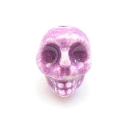 Porcelæns skelet hoved  13,5 / 2 mm - LILLA