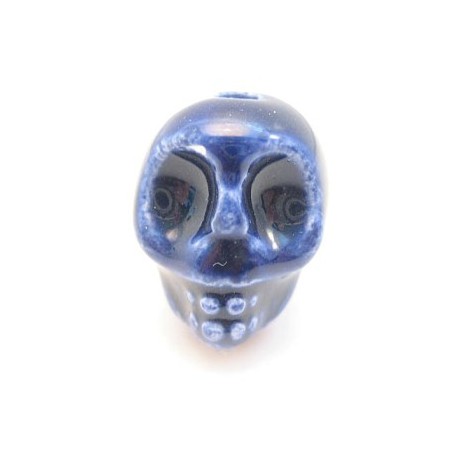 Porcelæns skelet hoved  13,5 / 2 mm - MØRK BLÅ