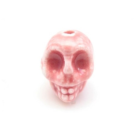 Porcelæns skelet hoved  13,5 / 2 mm - ROSA