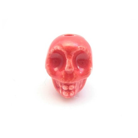 Porcelæns skelet hoved  13,5 / 2 mm - RØD