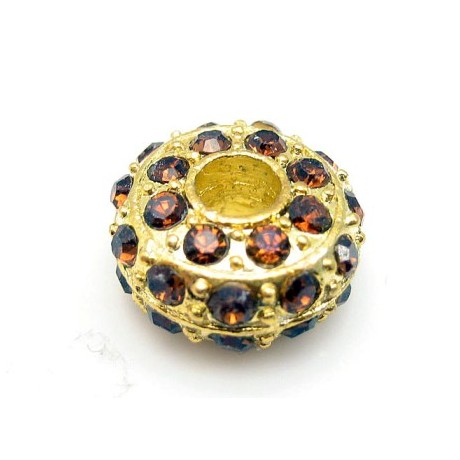 Kraftig guld rondel med stene - BRUNE