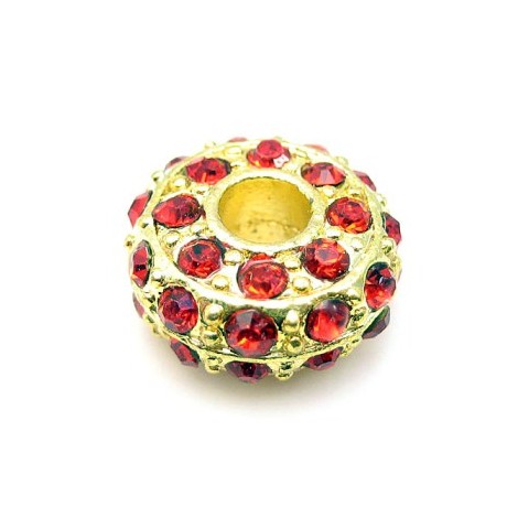 Kraftig guld rondel med stene - RØD