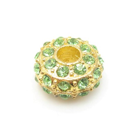 Kraftig guld rondel med stene - LYS GRØN