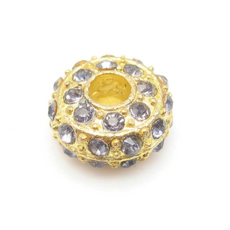 Kraftig guld rondel med stene - LYS LILLA