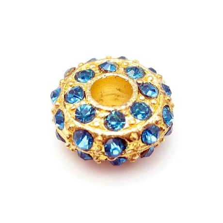 Kraftig guld rondel med stene - TURKIS