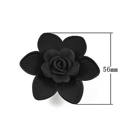 Stor sort blomst 56 mm med 4 huller