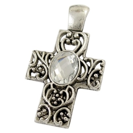 Stort kors med perle 60 mm - SUPER FLOT