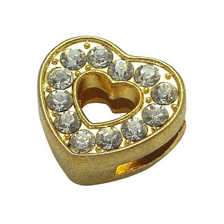 Slide charms gylden med stene 13 mm
