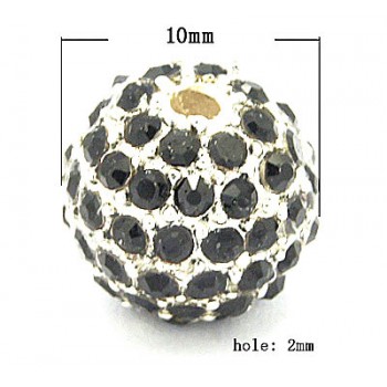 Rhinstens perle sølv bel m/ stene 10 mm - EKSKLUSIV.