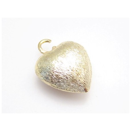 Hjerte børstet guld stardust 12 mm
