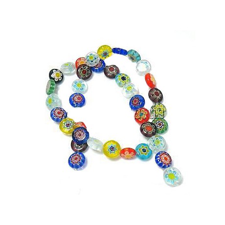 Millefiori glas perler 10 mm  - 12 stk
