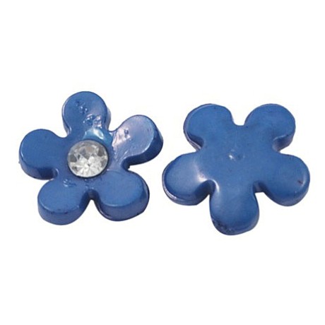 Blomst med klar sten blå 11 mm - 2 stk